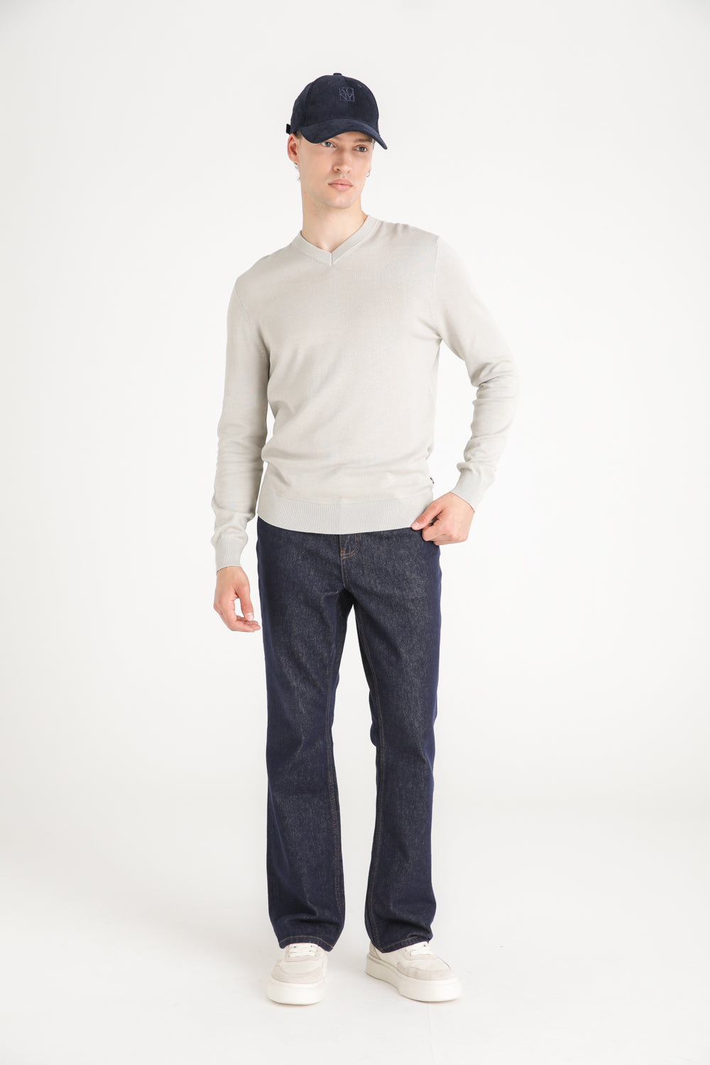 Cotton V Neck Sweater