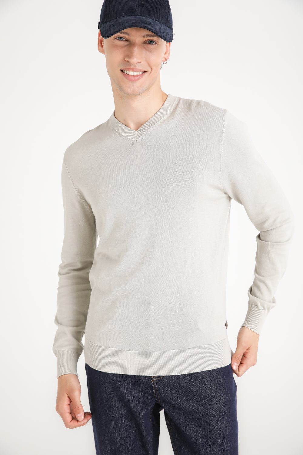 Cotton V Neck Sweater