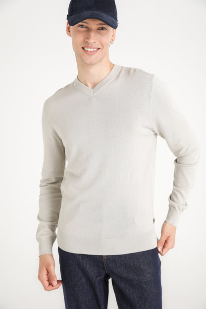 Cotton V Neck Sweater