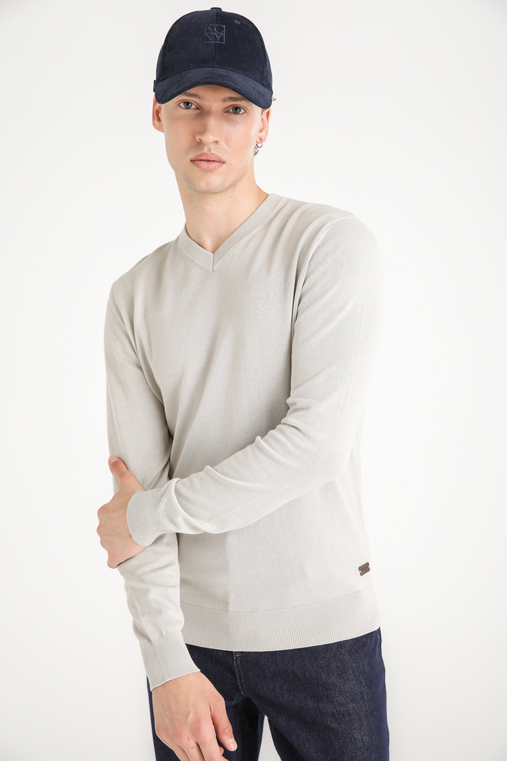 Cotton V Neck Sweater