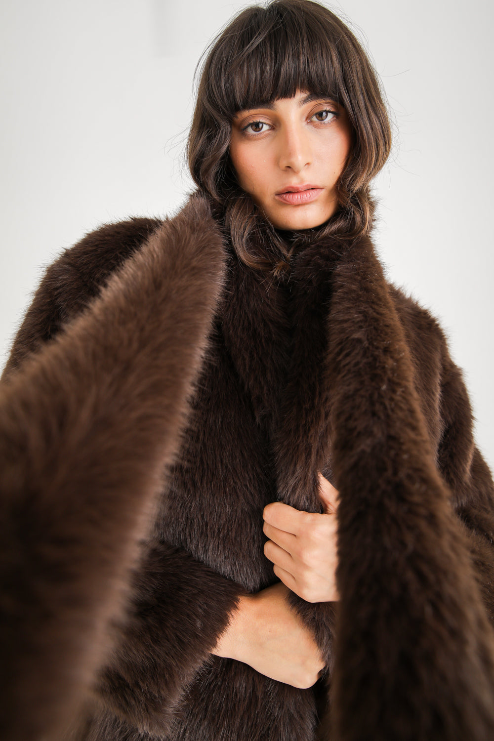 Faux Fur Belted Coat