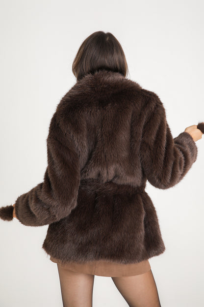 Faux Fur Belted Coat
