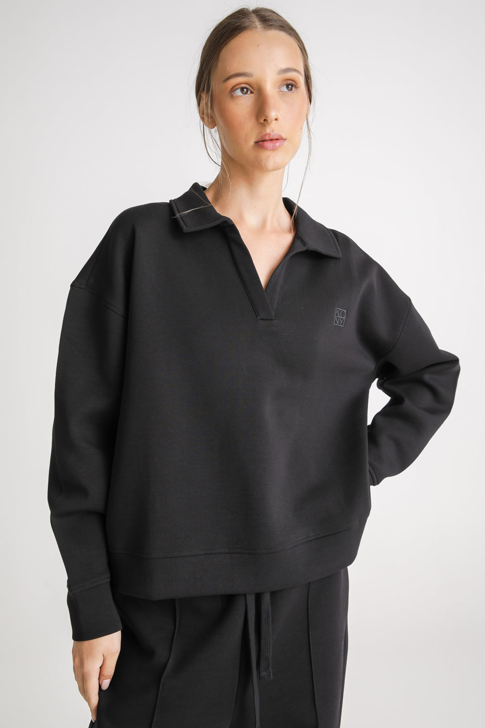 Oversized Cropped Polo Sweatshirt