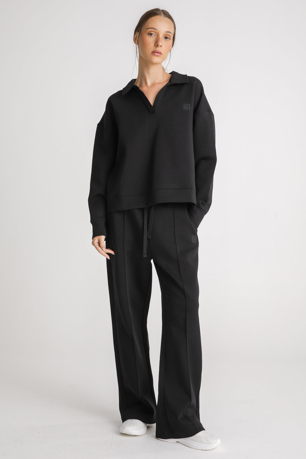 Oversized Cropped Polo Sweatshirt