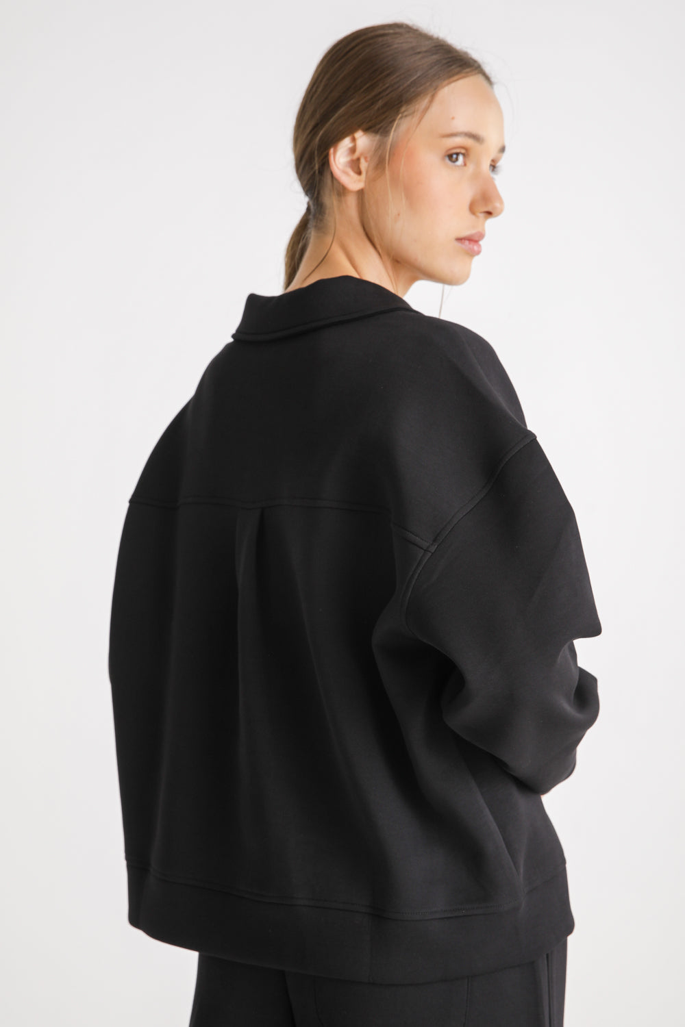 Oversized Cropped Polo Sweatshirt