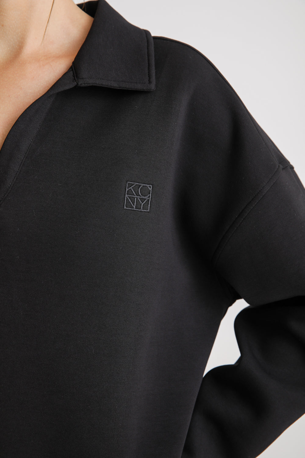Oversized Cropped Polo Sweatshirt