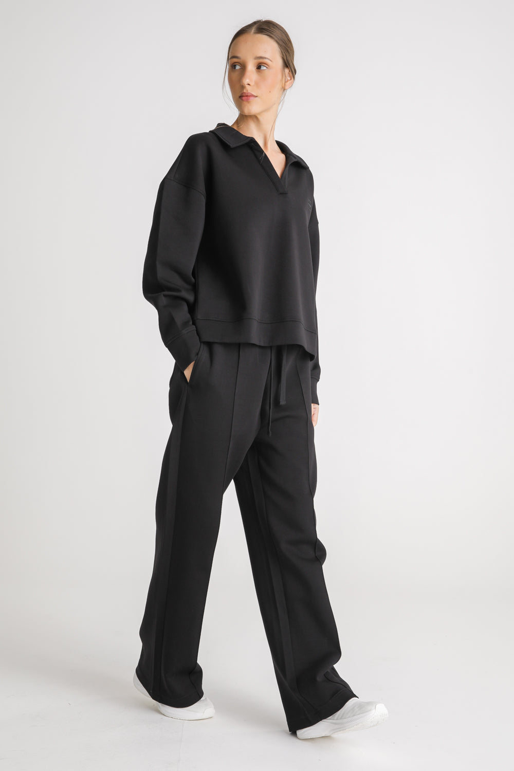 Oversized Cropped Polo Sweatshirt