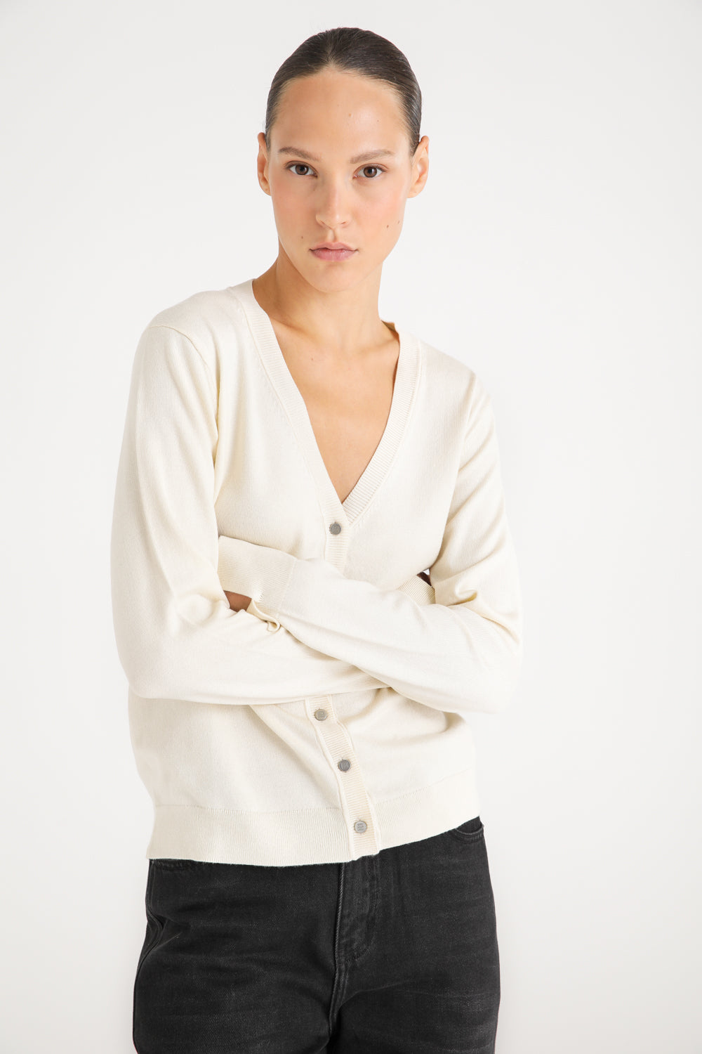 V Neck Knit Cardigan