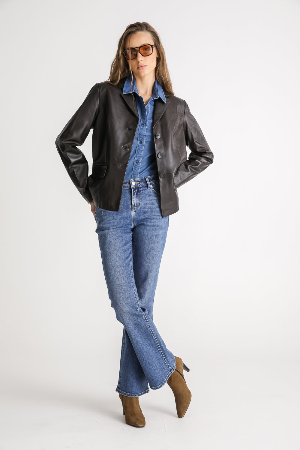 Cotton Denim Button Up Shirt