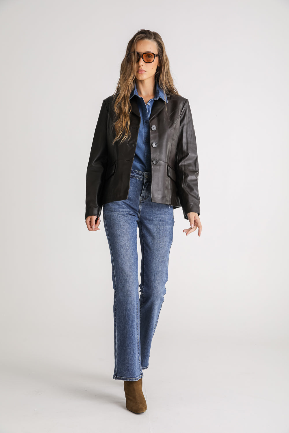 Cotton Denim Button Up Shirt