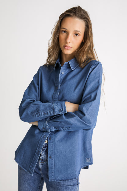 Cotton Denim Button Up Shirt