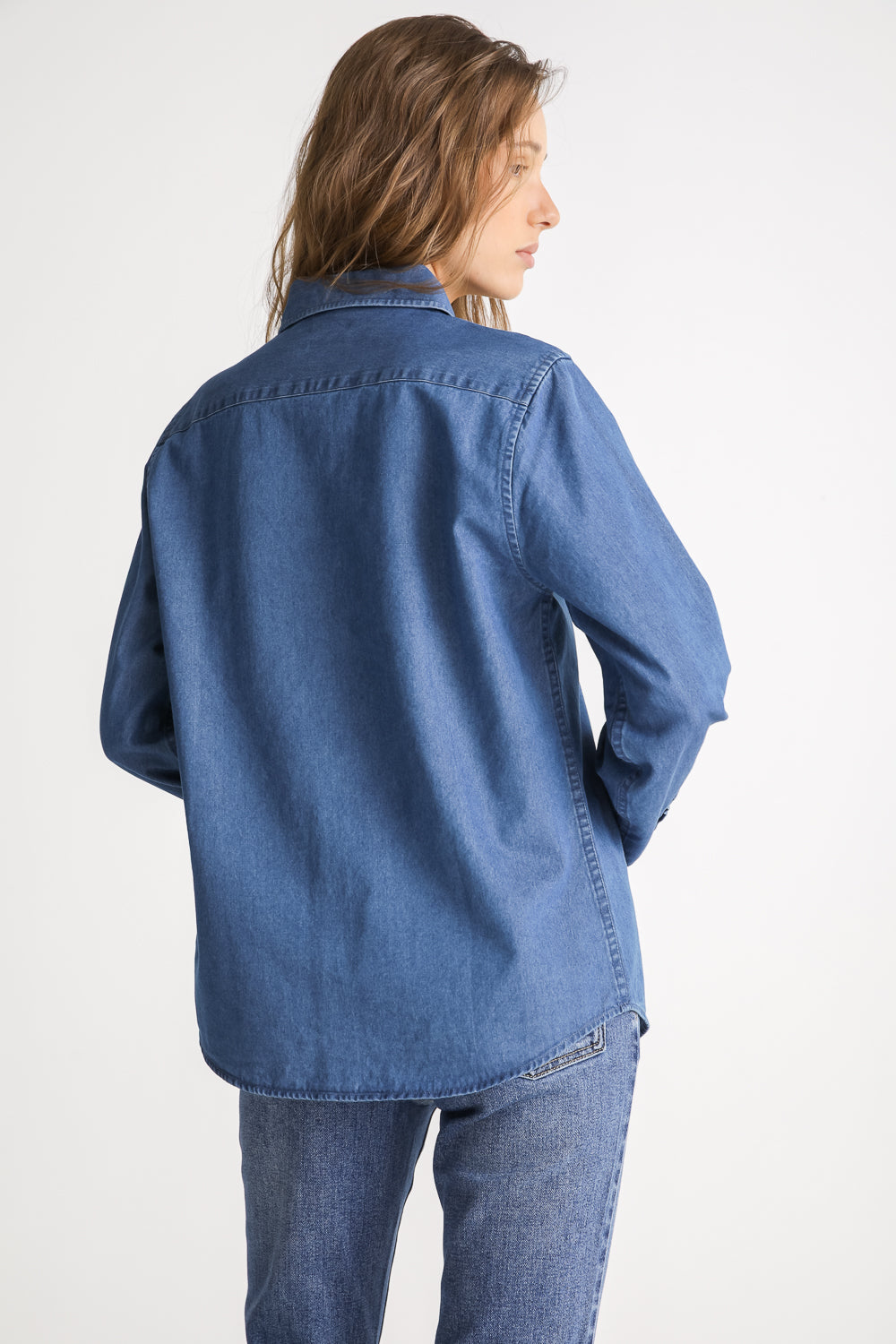 Cotton Denim Button Up Shirt
