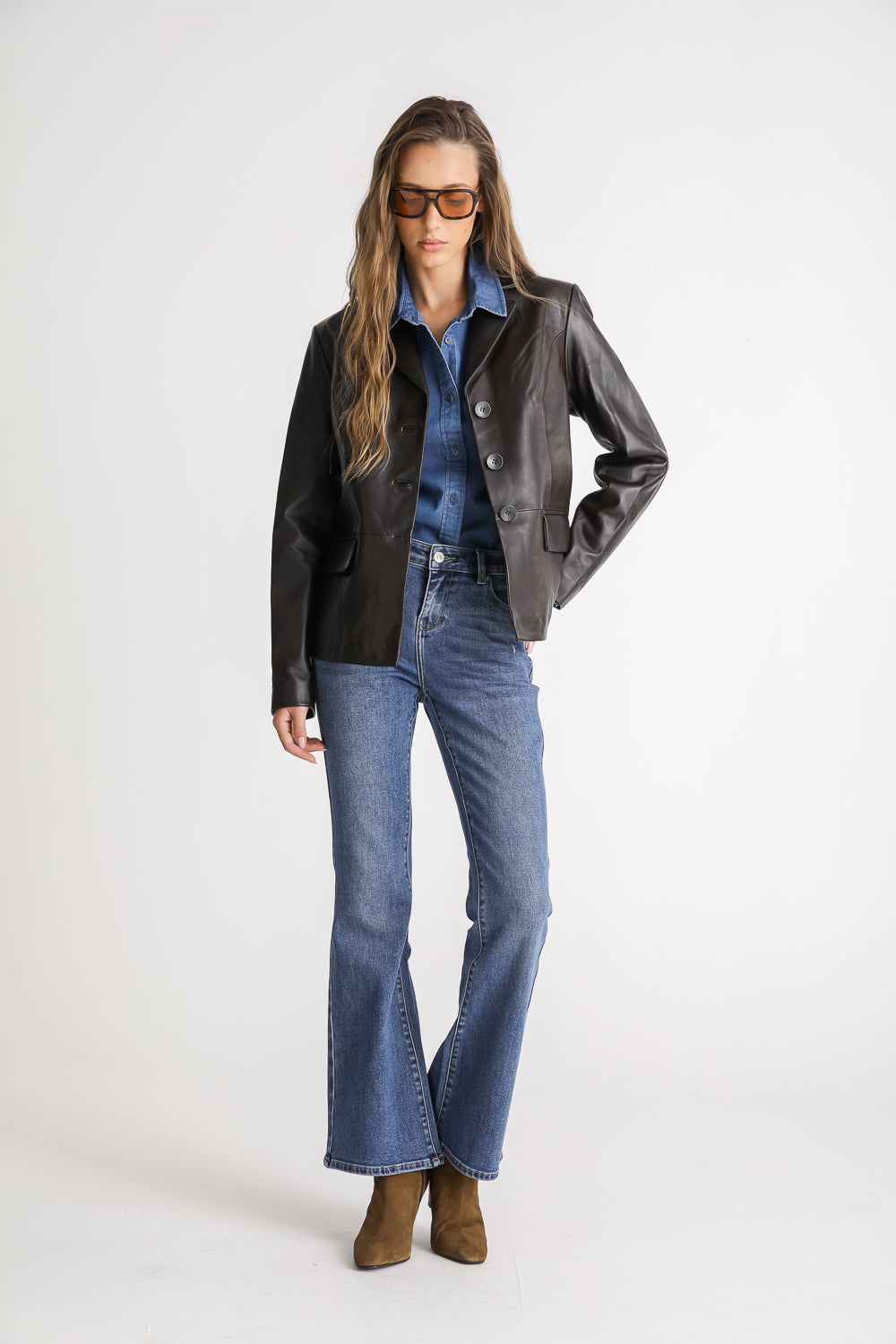 Cotton Denim Button Up Shirt