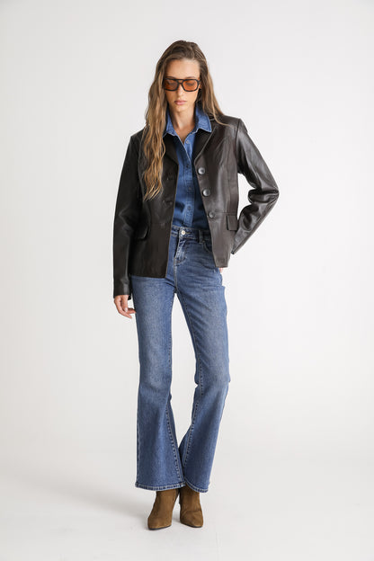 Cotton Denim Button Up Shirt
