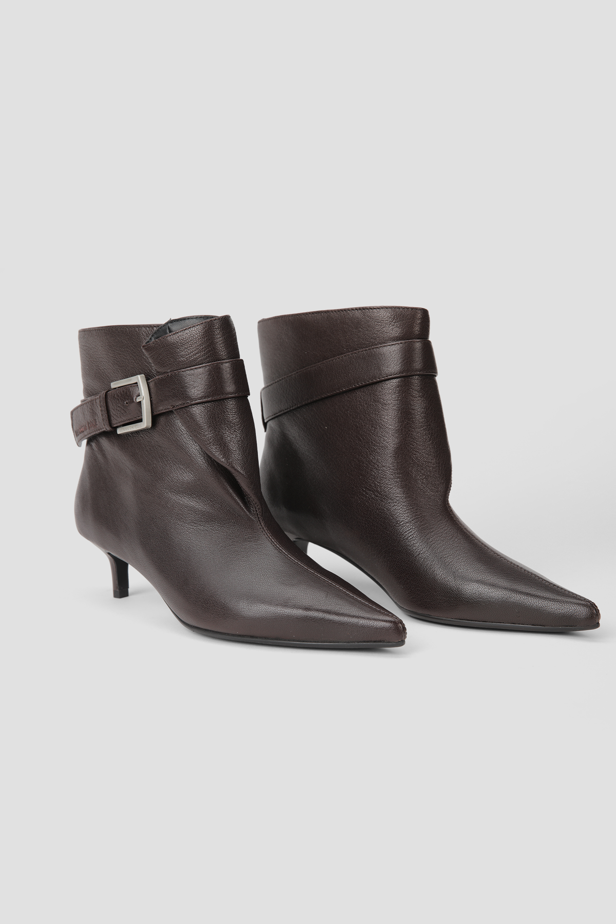 Leather Buckle Ankle Boots