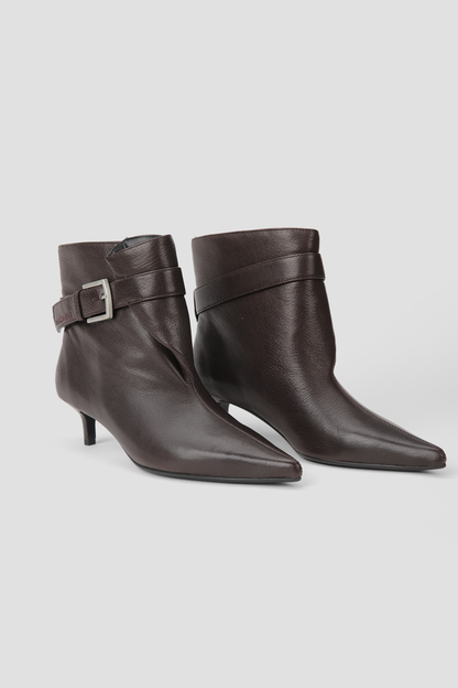 Leather Buckle Ankle Boots