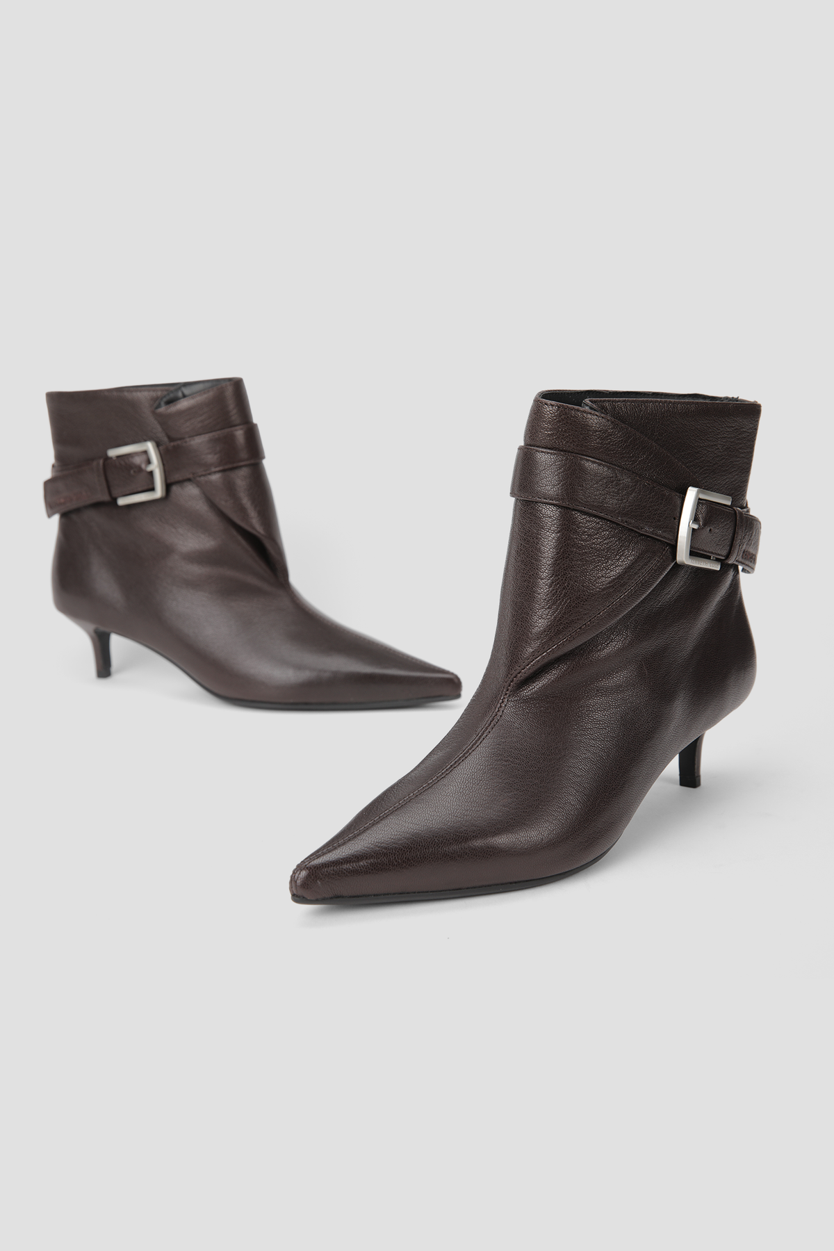 Leather Buckle Ankle Boots