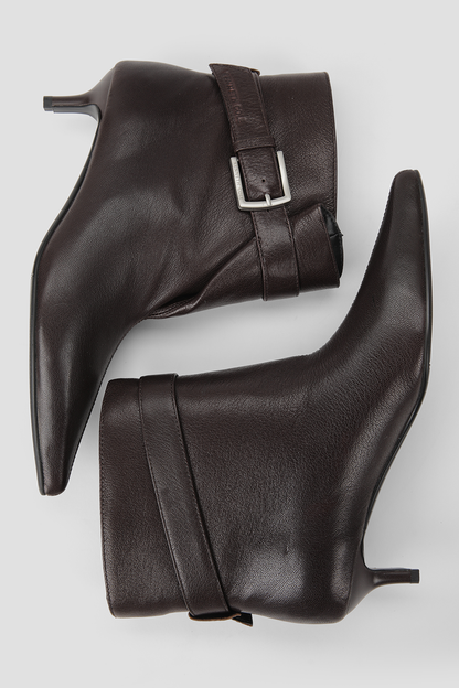 Leather Buckle Ankle Boots