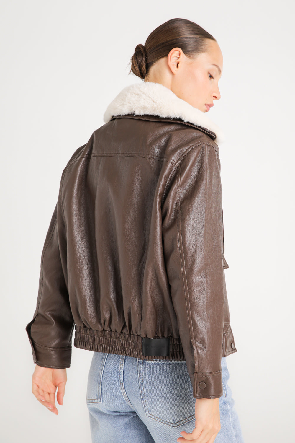 Oversized Faux Leather Bomber