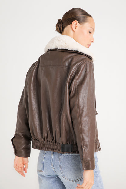 Oversized Faux Leather Bomber