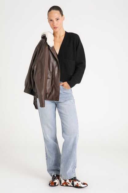 Oversized Faux Leather Bomber