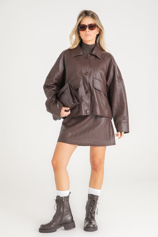 Boxy Vegan Leather Jacket