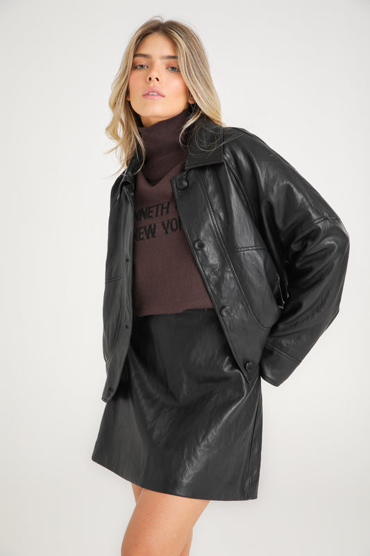 Boxy Vegan Leather Jacket