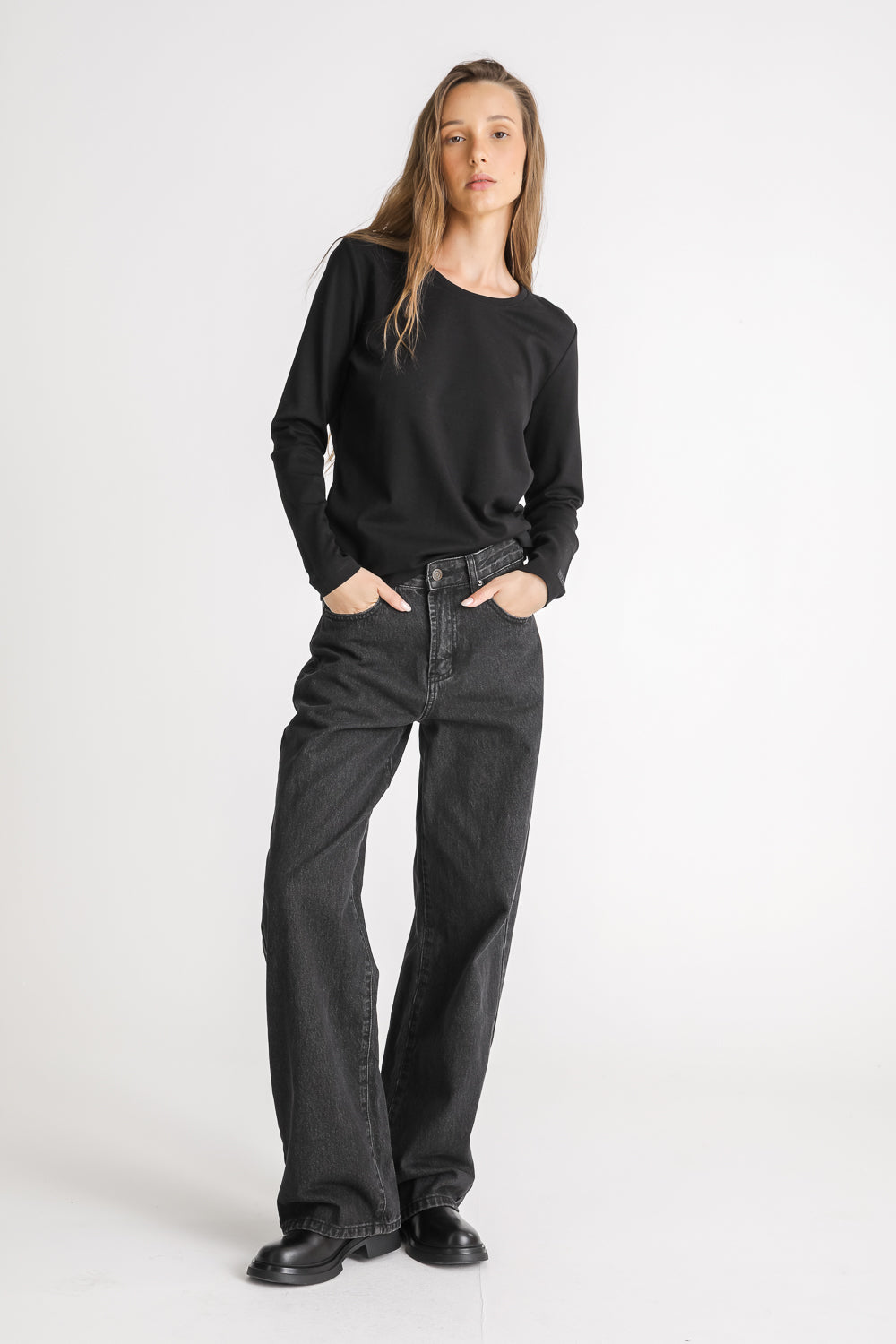 Mid Rise Cotton Jeans