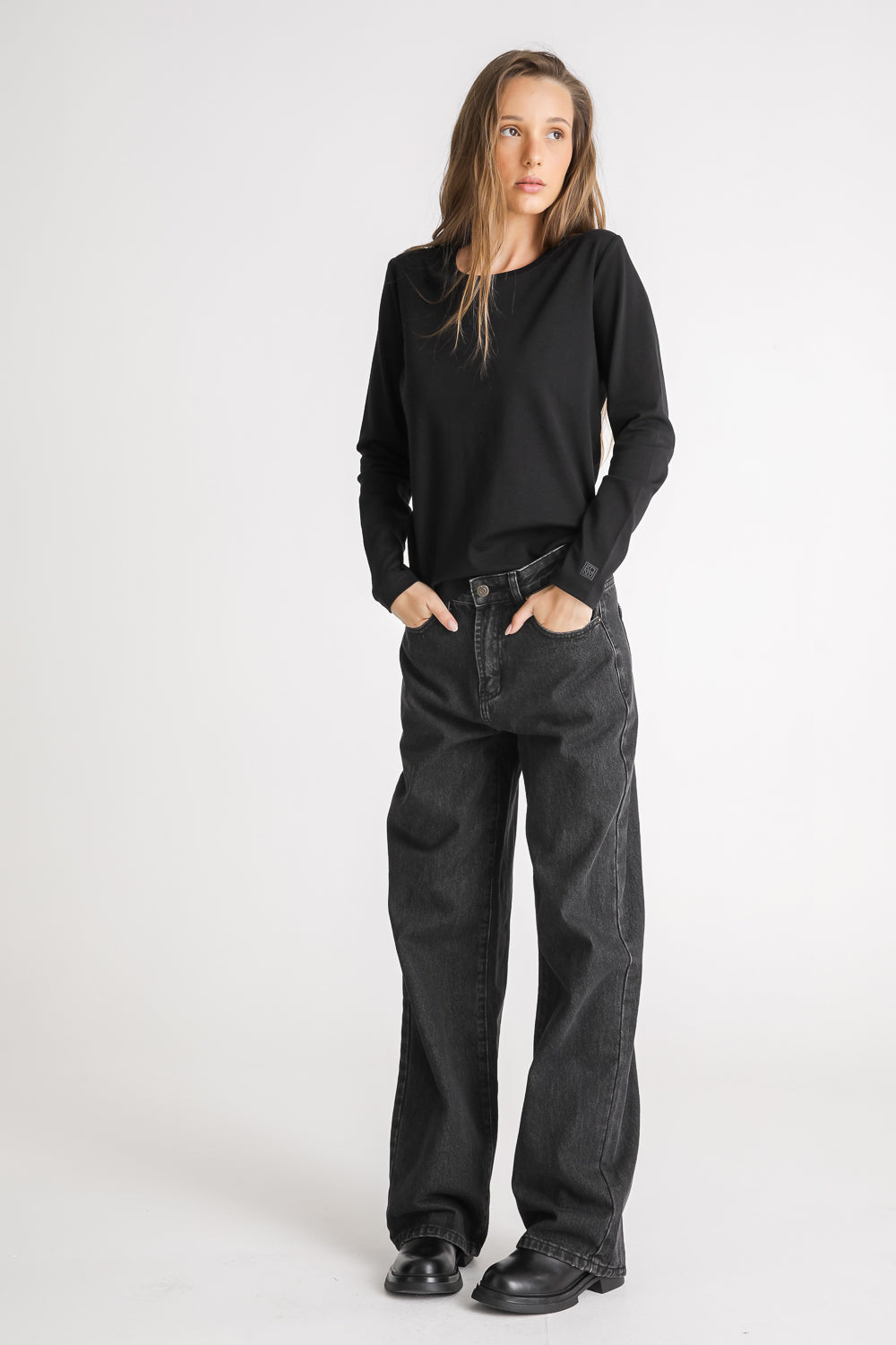 Mid Rise Cotton Jeans