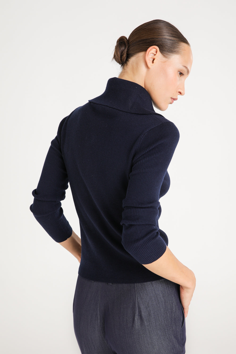 Ribbed Polo Knit Top