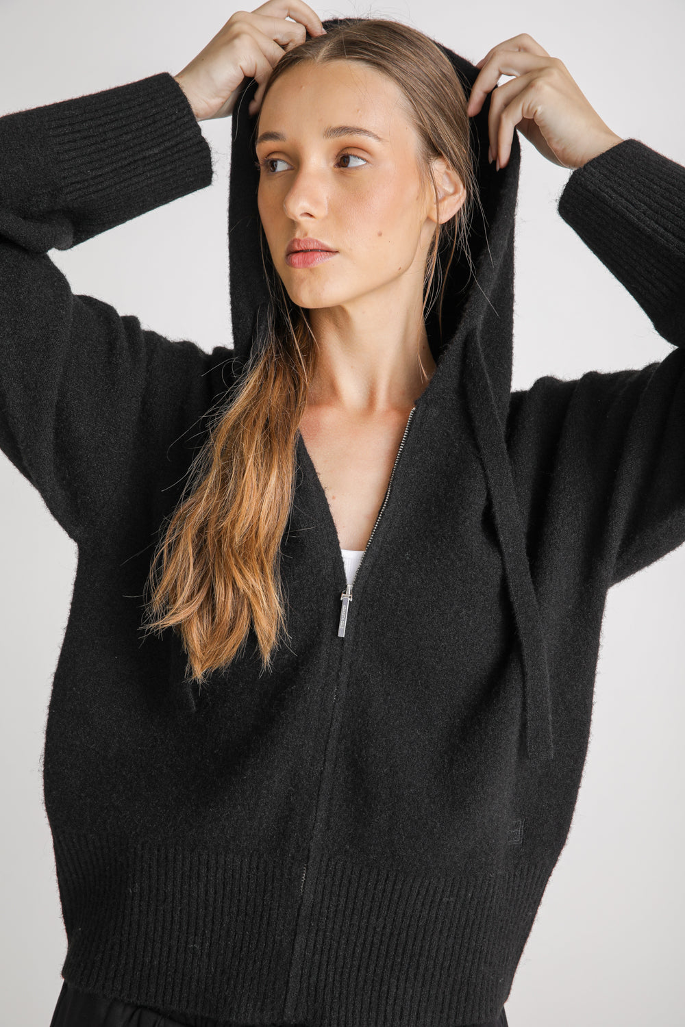 Zip Up Knit Hoodie