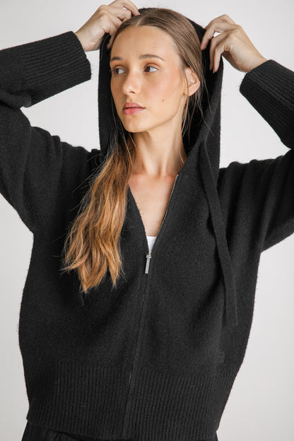 Zip Up Knit Hoodie