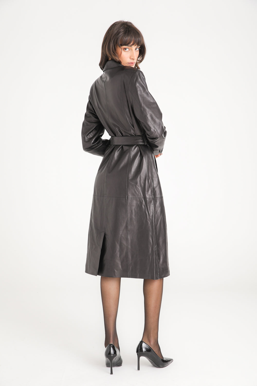 Leather Belted Coat