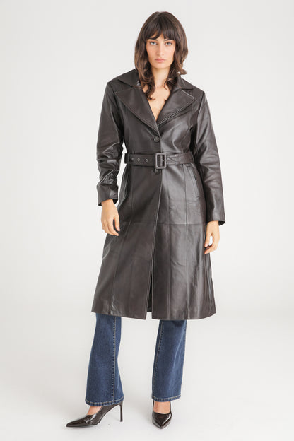 Leather Fur Collar Coat