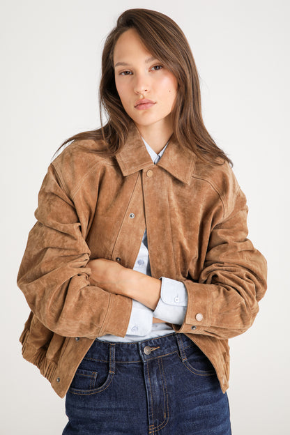 Suede Leather Bomber Jacket