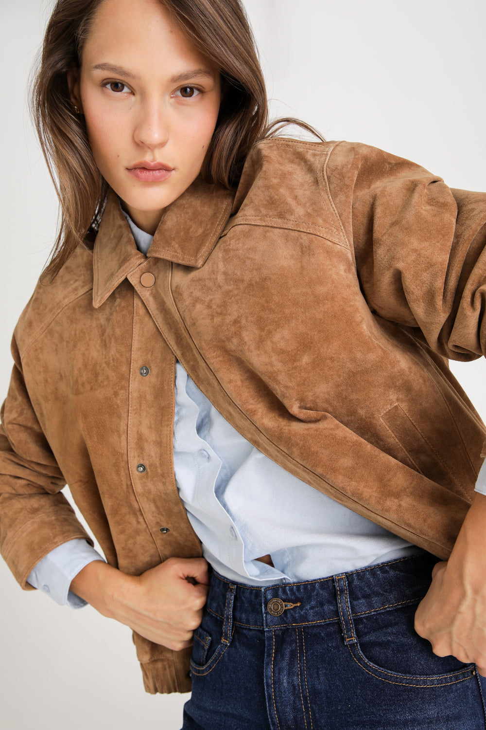 Suede Leather Bomber Jacket