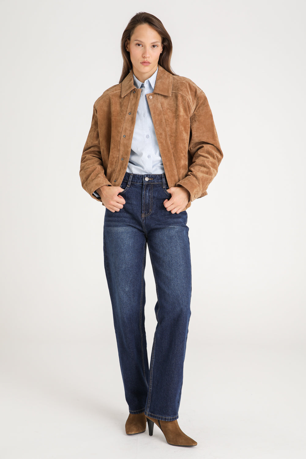 Suede Leather Bomber Jacket