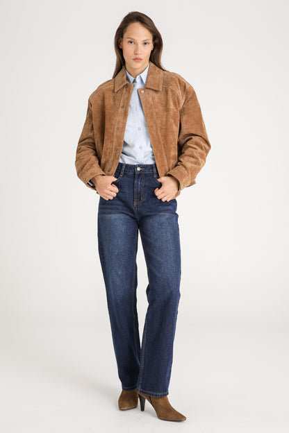 Suede Leather Bomber Jacket