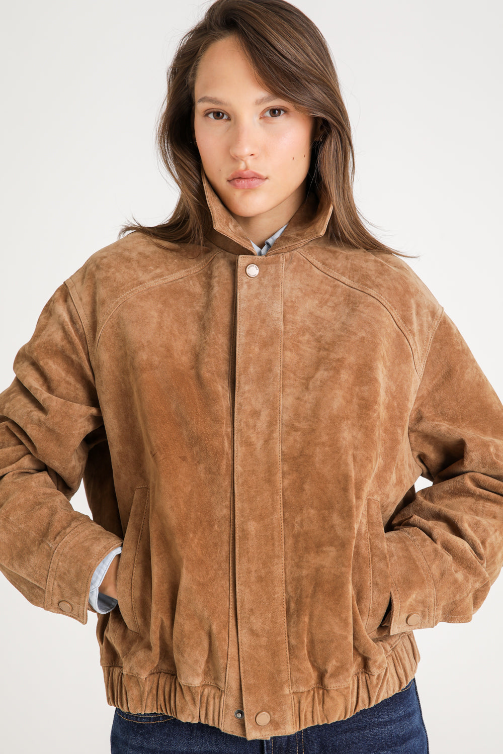 Suede Leather Bomber Jacket