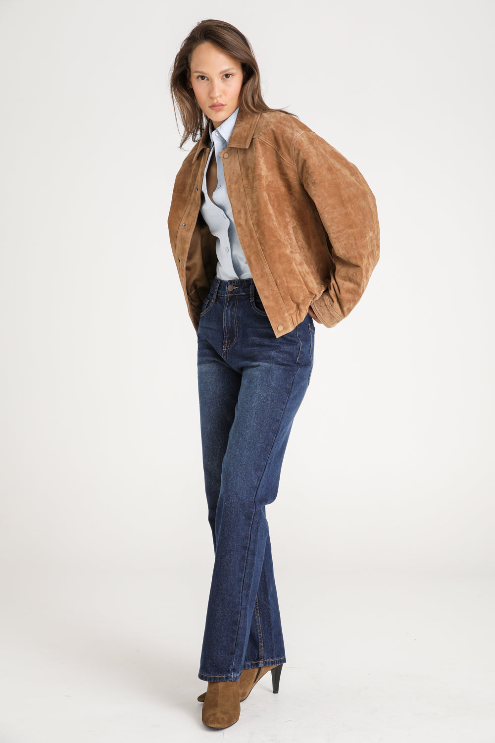 Suede Leather Bomber Jacket