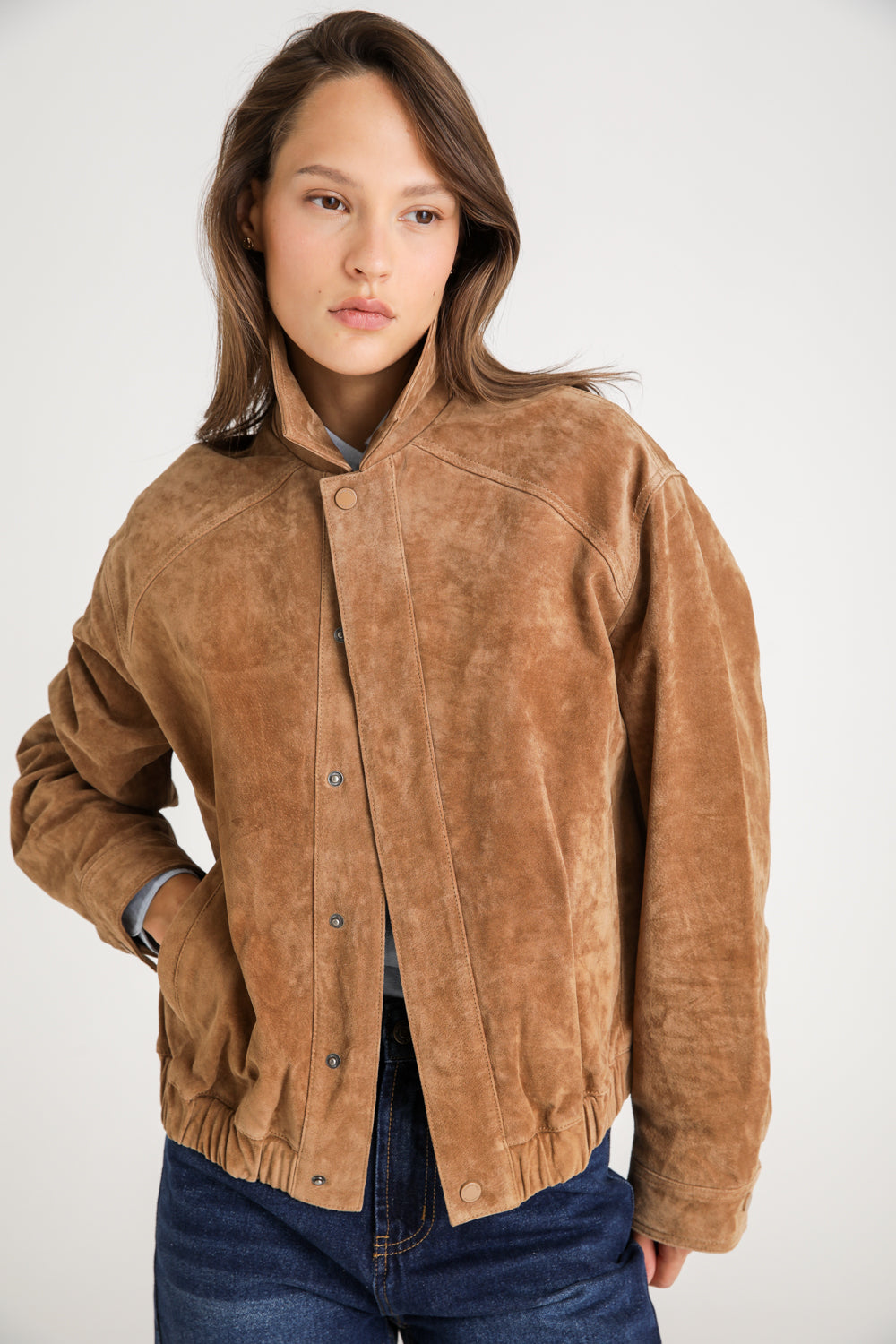 Suede Leather Bomber Jacket
