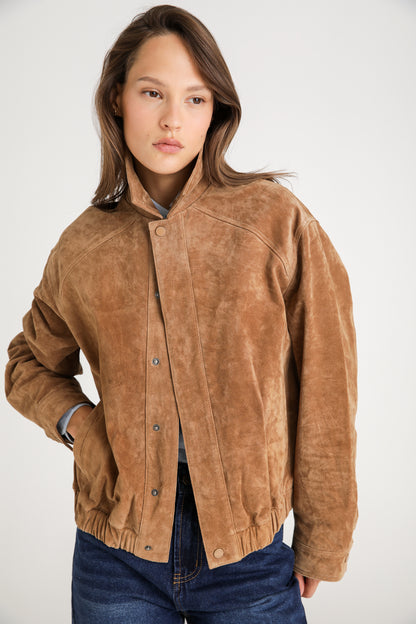 Suede Leather Bomber Jacket