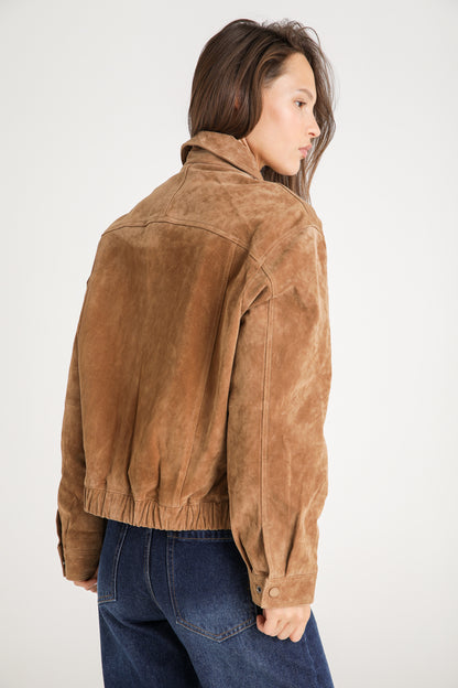 Suede Leather Bomber Jacket