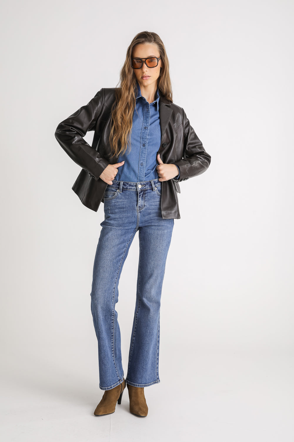 Fitted Leather Blazer