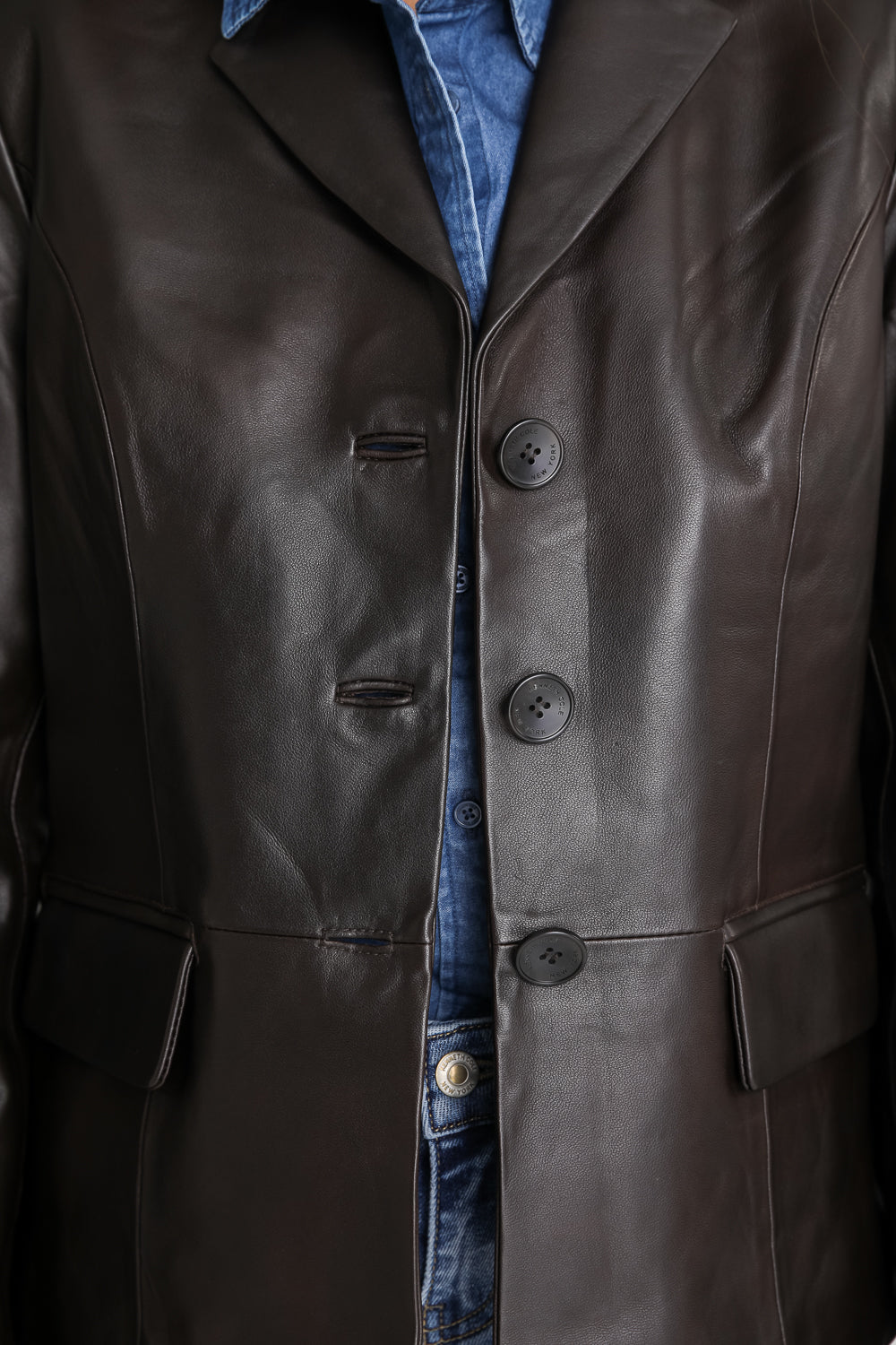 Fitted Leather Blazer