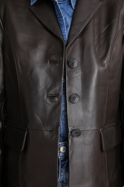 Fitted Leather Blazer