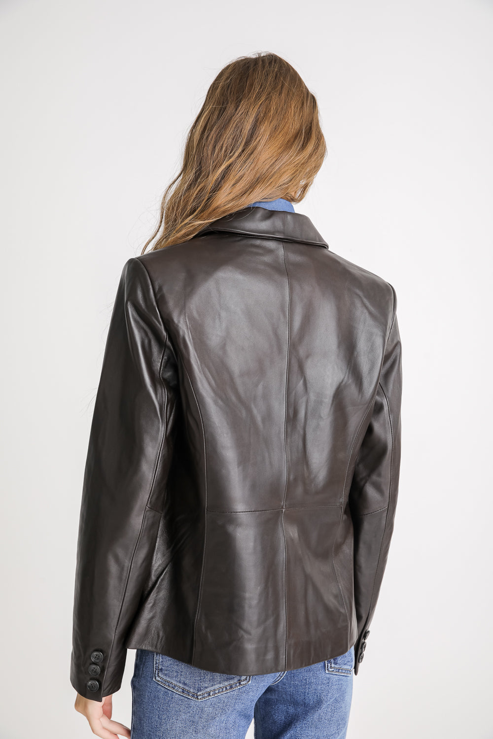 Fitted Leather Blazer