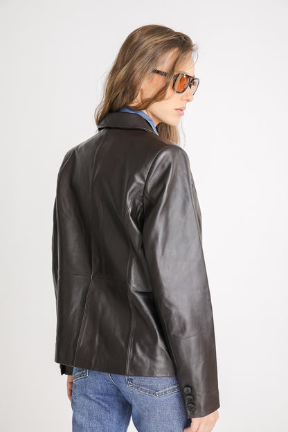 Fitted Leather Blazer