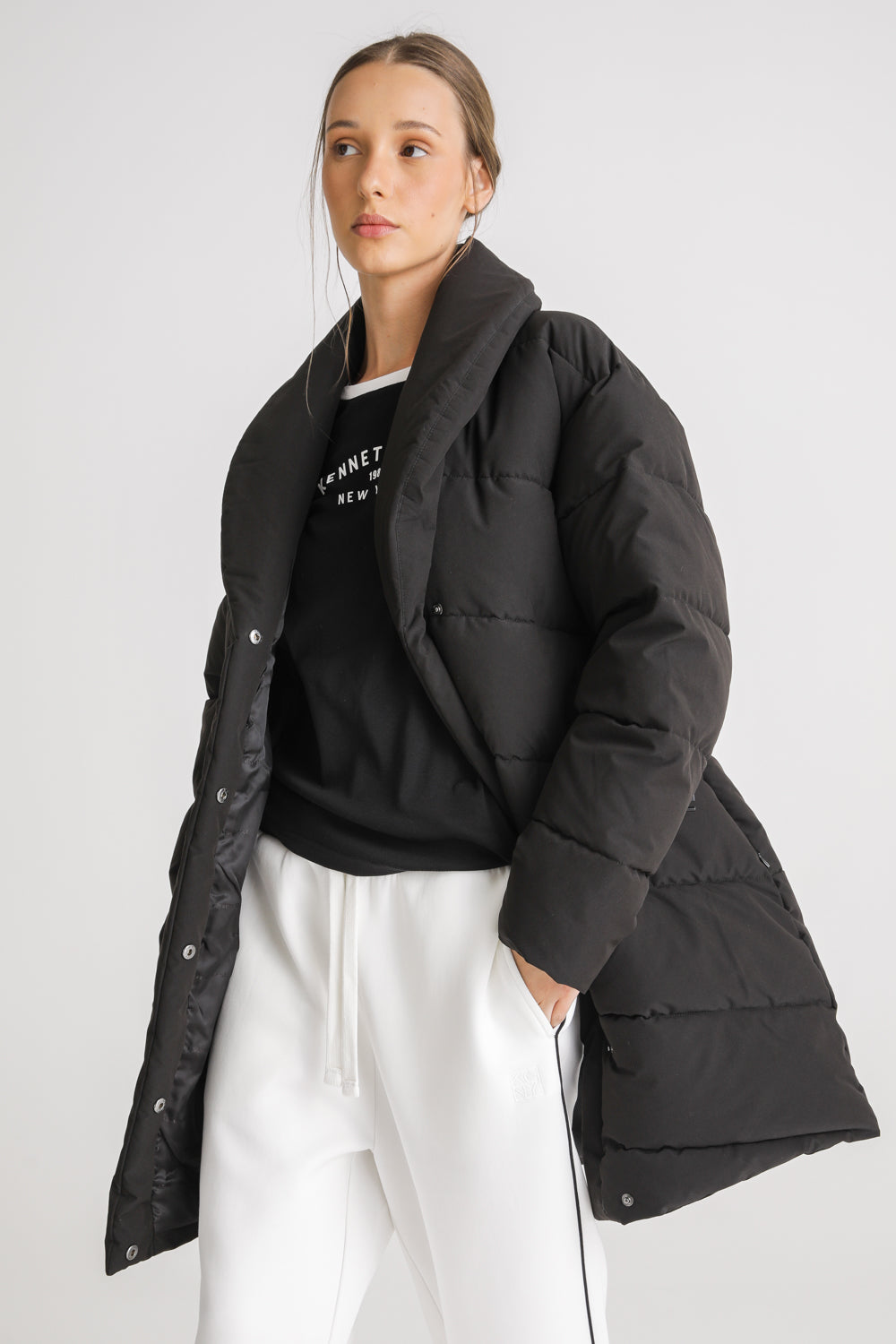 Belted Long Puffer Coat