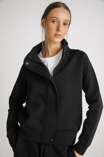 High Neck Zip Up Sweatshirt